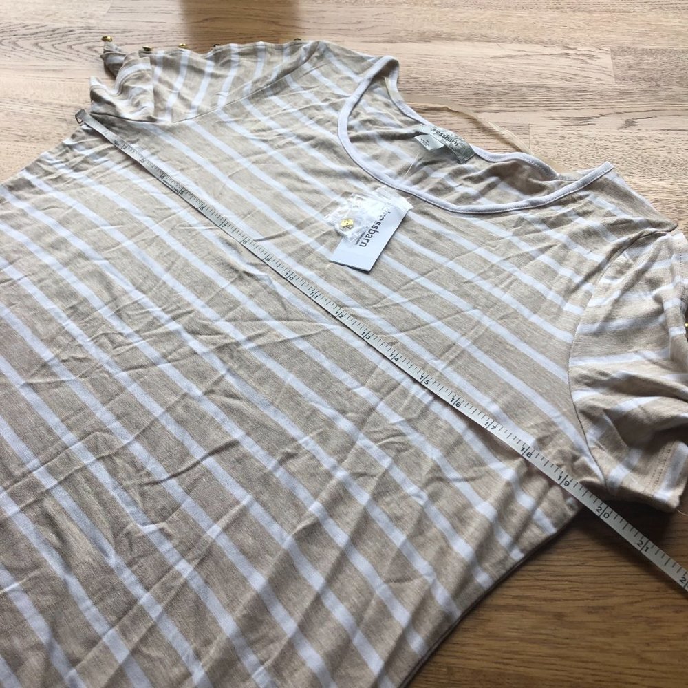 Dressbarn Striped Button Sleeve Top XL NWT - Picture 5 of 6